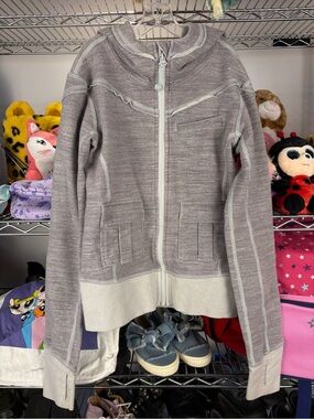 Ivivva by Lululemon Scuba Full Zip Hoodie Heathered Grey Space Dye 10 Youth